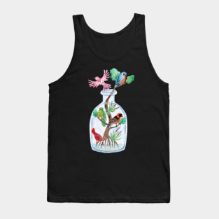 Birds in a Bottle Watercolor Painting Tank Top